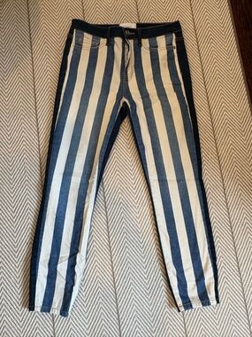 Current Elliott Striped Front Blue and White Jeans 27